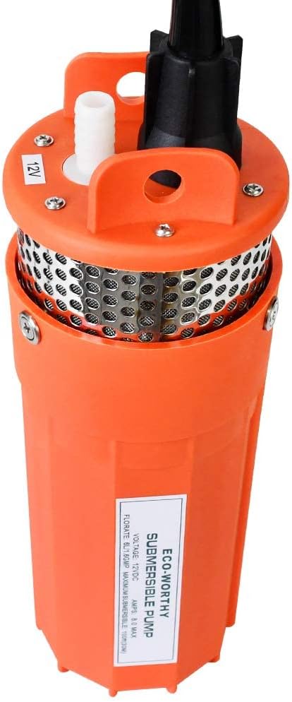 ECO-WORTHY 12V DC Submersible Well Water Pump with 10ft Cable, Water Flow 1.6GPM, Max Lift 100ft/30m, 96W Deep Well Pump for Irrigation, farm, ranch, home