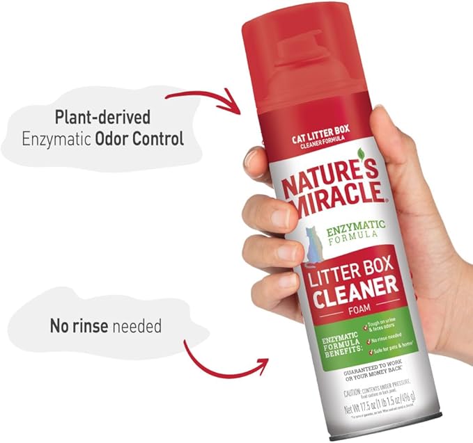 Nature’s Miracle Foam Litter Box Cleaner, Tough on Cat Urine Odors, Enzymatic Formula, 17.5 oz