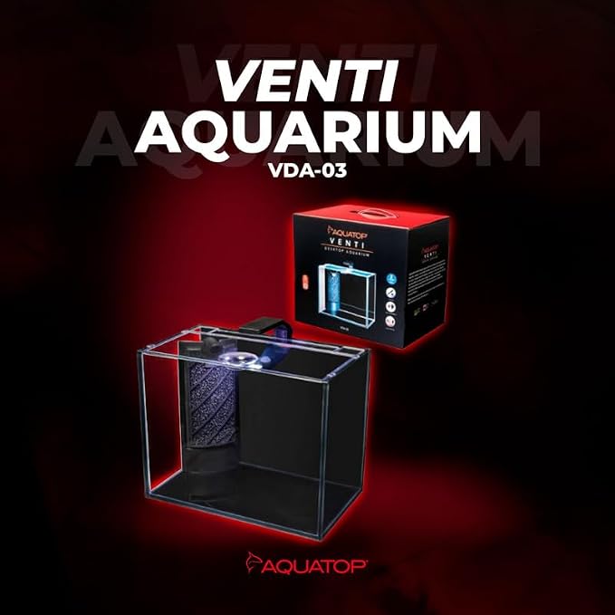 Aquatop Venti Professional Showcase Glass Aquarium Kit, 2-Gal – All-in-One Freshwater with LED Light - Breza Air Pump & Replaceable Filter Cartridge | Freshwater setup, LED light, Breza air pump, replaceable filter cartridge