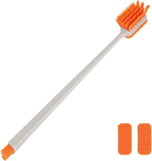 Small Fish Tank Cleaner Brush, Aquarium Algae Scraper Tool with 2 Cleaning Replacement Pads Compact Aquarium Cleaning Kit for Glass & Acrylic Tanks Accessories (Orange)
