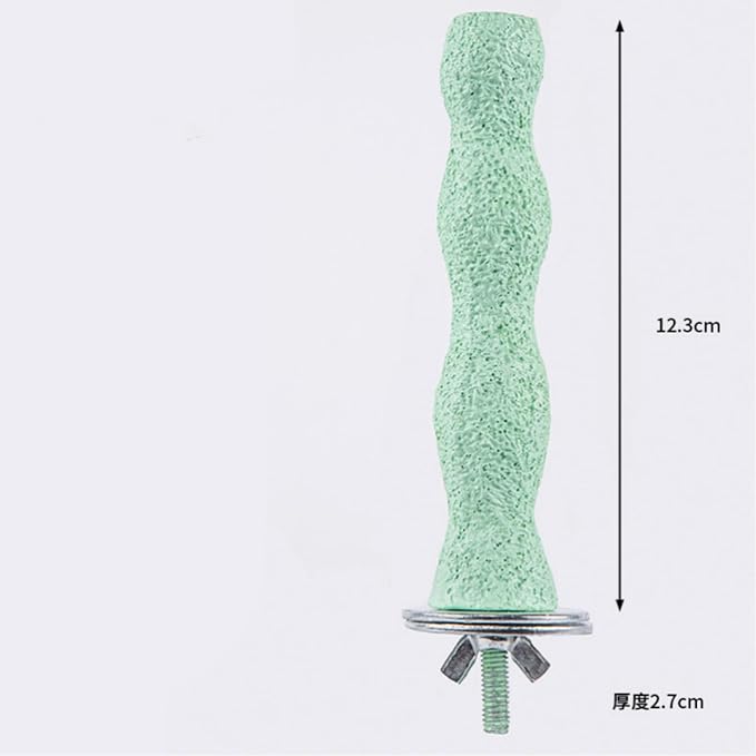 Parrot Perch Stand, Bird Beak Grinding Stone, Anti-Slip Parakeet Nail Trimming Stick Resin Beak Grinder Stone Perches Washable Claw Trimmer Stand for Parrot Cage Accessories (Green, Large)