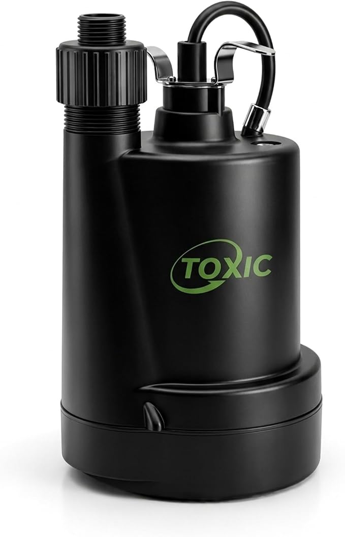 1/4 HP Submersible Sump Pump 1800 GPH Portable Utility Water Pump with 10ft Cord Thermoplastic Construction High Flow Drain Pump for Basement Garden Pool Pond Flood Removal