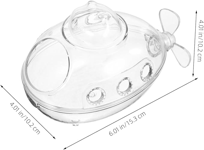 Hemoton Transparent Submarine-Shaped Hamster Sand Bath Box for Small Pets Multi-Functional Sand Bathroom and Toilet Accessory for Hamsters Mice and Chinchillas
