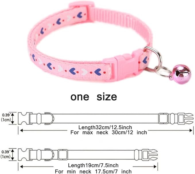 XXS Dog Collar with Bell,Soft Nylon Identification Pink Cat Collar Girl Puppy Collar with Bells Adjustable Buckle for XXS Xs Tiny Little Pet Female Dogs,Neck 7.5-12.5 Inch