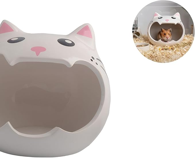 Ceramic Pet Nest for Small Animals - Hamster Ceramic House with Smooth Interior, Enclosed Hideout for Comfortable Shelter and Ventilation