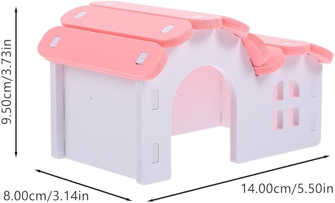 POPETPOP Hamster Nest Wooden Hideout Small Animal House 5.51 Inch Cozy Habitat for Hamsters Gerbils Chinchillas and Rabbits