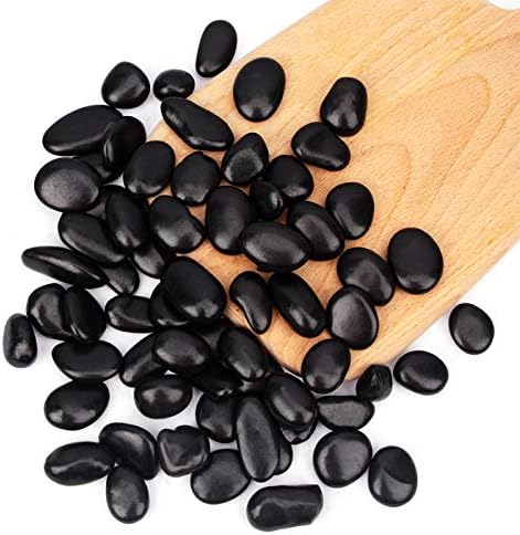 CFKJ 18 Pounds Black Pebbles Aquarium Gravel River Rock, Natural Polished Decorative Gravel,Garden Ornamental Pebbles Rocks,Black Decorative Stones,Black Pebbles, Decor Gravel for Landscaping (Black)
