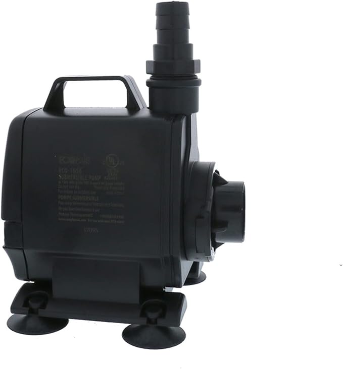 EcoPlus Eco 1056 Water Pump Fixed Flow Submersible Or Inline For Aquariums, Ponds, Fountains & Hydroponics - UL Listed, 1083 GPH, Black