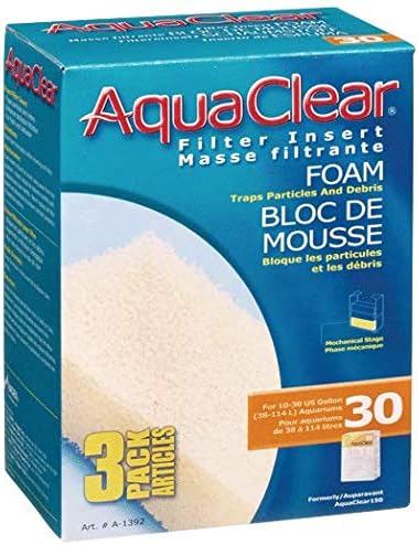 AquaClear A1392 30-Gallon Foam Inserts, Black, 3-Pack