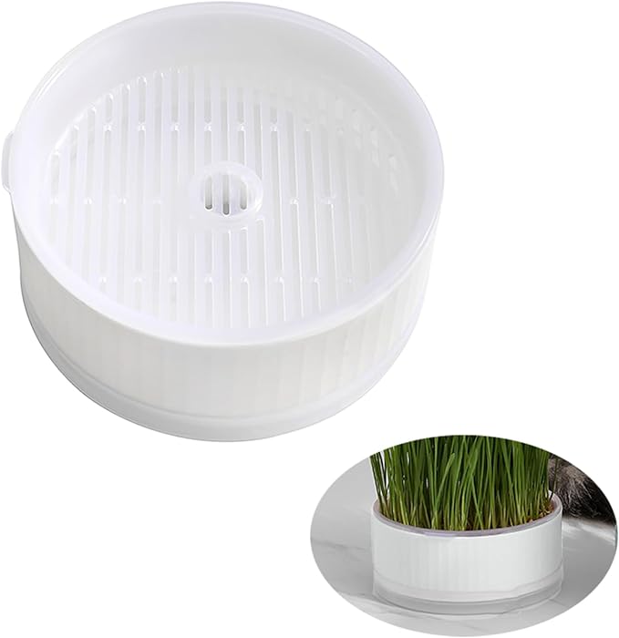 Hydroponic Cats Grass Planter,at Grass Planter(No Seeds Included),Cat Grass Kit for Indoor Cats,Easy to Grow Cat Grasses Growing.(White)
