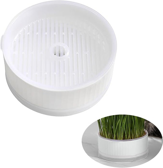 Hydroponic Cats Grass Planter,at Grass Planter(No Seeds Included),Cat Grass Kit for Indoor Cats,Easy to Grow Cat Grasses Growing.(White)