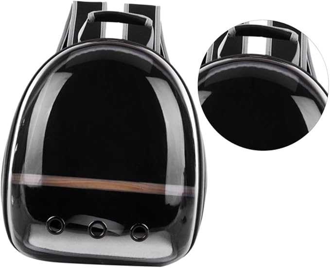 Abaodam Portable Parrot Carrier Backpack Breathable Design and Wooden Perch Outdoor Travel for Birds Black Includes Stand