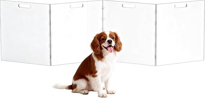 Acylic Pet Playpen Gate for The House Doorways, Clear Acrylic Pet Gate for Dogs, Freestanding, Clear (Medium, Panel, 4)