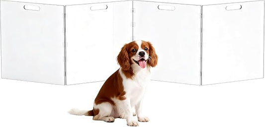 Acylic Pet Playpen Gate for The House Doorways, Clear Acrylic Pet Gate for Dogs, Freestanding, Clear (Medium, Panel, 4)