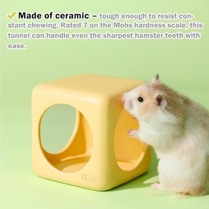 Ceramic Hamster House Cube Set, 4-Inch Stackable Small Animal Hideout Cave for Hamsters Mice Gerbils Dwarf Rabbits – Hard Durable DIY Mix & Match Habitat Hideaway Decor, White