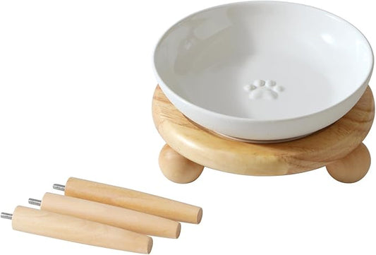 Havniva Elevated Cat Bowls, Ceramic Cat Food Bowl Whisker Friendly Cat Dishes, Kitten Food & Water Bowl with Two Heights Stand, Anti-Slip Raised Cat Food Plates