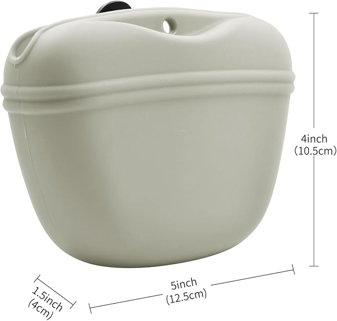 AUDWUD Silicone Dog Treat Pouch,With Dog Training Clicker,Clip on Portable Training Container,Convenient Magnetic Buckle Closing and Upgraded Waist Clip for Enhanced Stability
