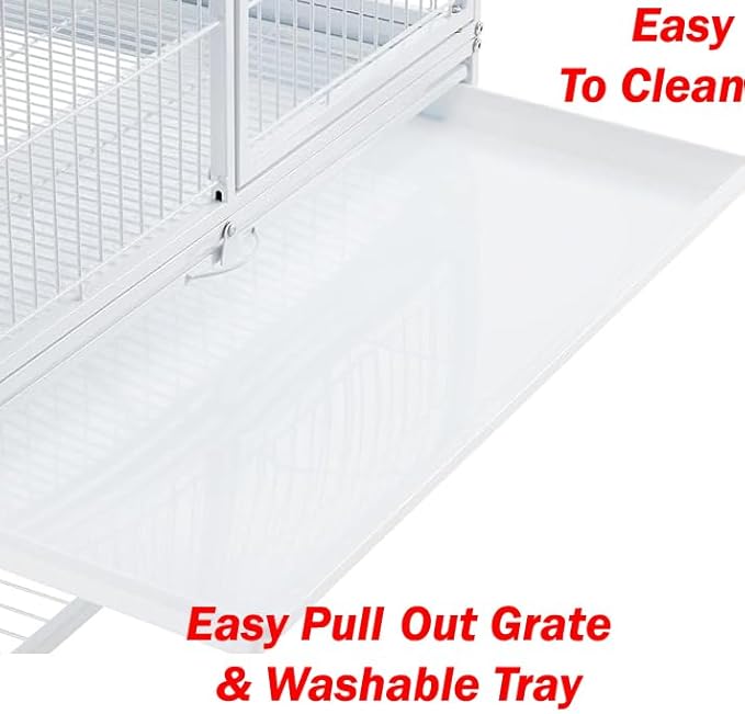 X-Large 31"x18.5"x53.5"H 4-Tiers Deluxe Two Full Story Double Unit Double Large Front Doors Tight 1/2-inch Wire Spacing for Feisty Ferret Hammock Chinchilla Cat Sugar Glider Critter Home On Wheels