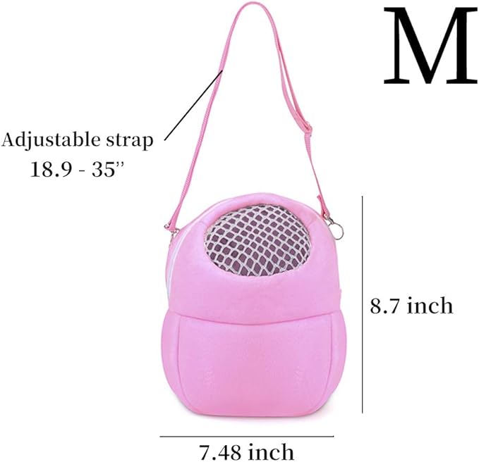WishLotus Hamster Carrier Bag, Portable Outgoing Travel Handbags with Nylon Straps Small Pet Pouch for Hamster Rat Mini Hedgehog (Pink, M)