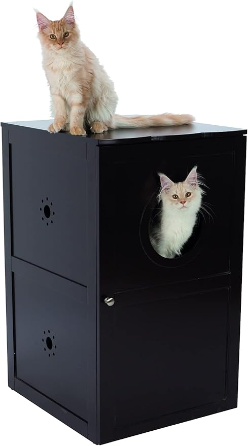 Trixie 2 Story Furniture Litter Box Enclosure (Espresso Brown), Hidden Litter Box for Cats, Double Layer, Big Front Door for Easy Cleaning, Large Hole for Easy Entry, Use as Side Table or Nightstand
