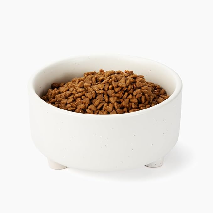 Waggo Uplift Ceramic Dog Bowl for Small Medium and Large Breeds - Heavyweight and Durable Pet Food and Water Dish Crock, Dishwasher Safe, Modern, Elevated Feeder (Speckle, Small)