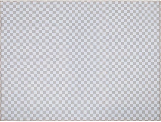 Lovewag Pets Cat Litter Box Mats 2 Pack - Large 36x48 Inch Machine Washable, Easy Clean,Non-Slip,Waterproof Mats for Indoor Cats-Kitty Litter Mess Control & Pet Urine Floor Protection (Taupe Checkers)