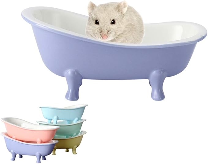 Cute Hamster Bed, Small Animal Ice Bathtub, Sand Bath Container Accessories Cage Toys, Ceramic Relax Habitat House, Sleep Pad Nest for Hamster, Food Bowl for Guinea Pigs/Squirrel/Chinchilla
