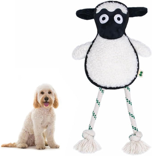 Green Sheep White Sheep Rope Toy for Dogs, Durable Plush Dog Chew Toy with Squeaker, Interactive Pet Toy for Small to Large Dogs, Tough & Recycle Cotton Rope Dog Toys