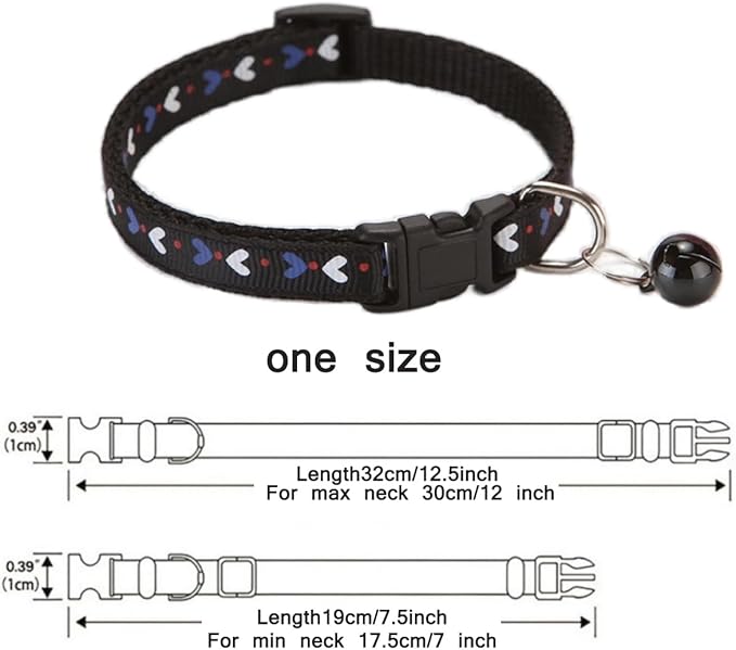 Puppy Collar with Bell, 2-Pack Basic Cat Collars with Bells Xs Dog Collar for XXS Xs Small Tiny Pet Dogs Female Kitten Girls Animal, Neck 7-12 Inch