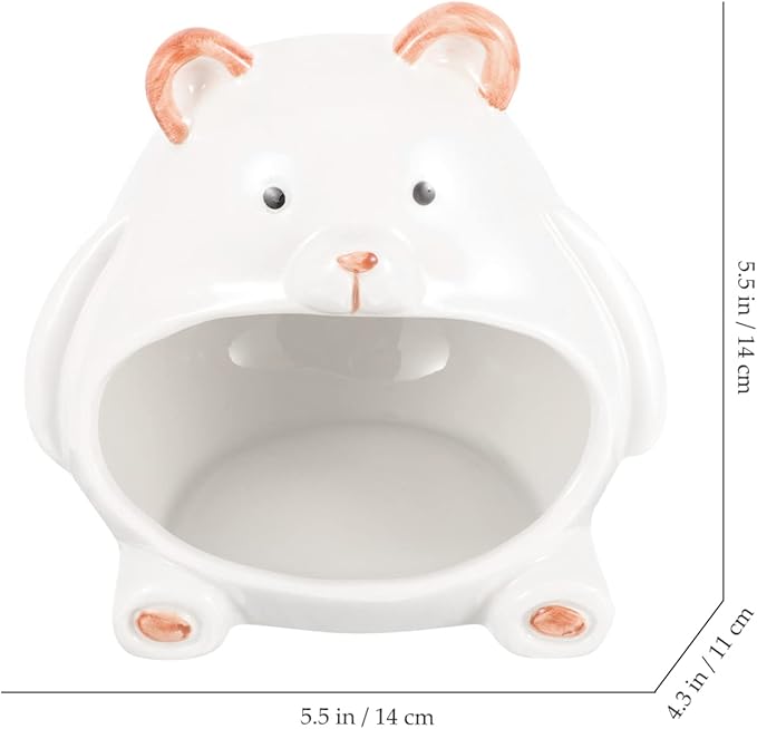 Ipetboom Ceramic Hamster House Small Animal Pet Hideout Bear Shape Ceramic Cool Nest Hamster Bath House Cave Mini Hut Cage for Chinchilla Gerbils Hedgehog