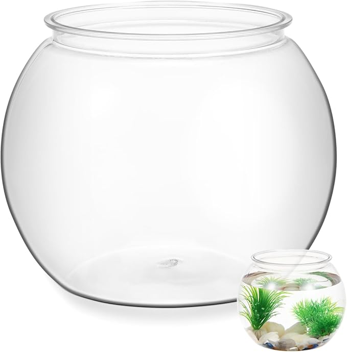 Totority Transparent Aquarium Tank 8.66 Inch Multi-Function Betta Fish Bowl Desktop Goldfish Tank Office Party Home Decor Durable Pet Material