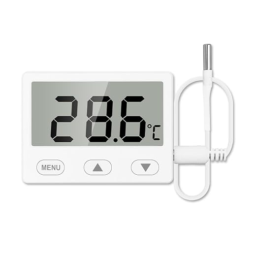 Fish Tank Aquarium Thermometer with Probe, 2.65" Large LCD and Alarm | 4.9 ft Probe, 2-sec Refresh, ±1°F Accuracy, -40℉ to 176℉, High Low Alert, Calibration, °F/°C Switch for Betta Turtle Tank