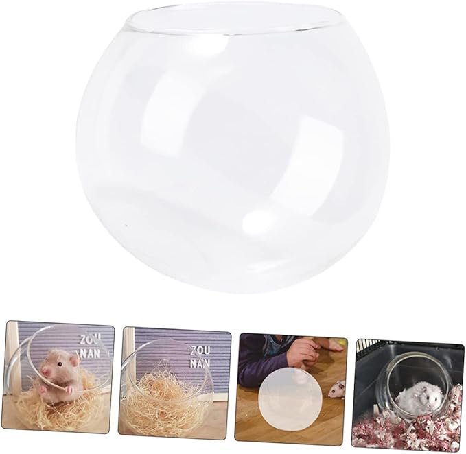 INOOMP Glass Nest for Hamster Chinchilla Small Animal Dust Bath Container Guinea Pig Hideout Pet Cooling Hut