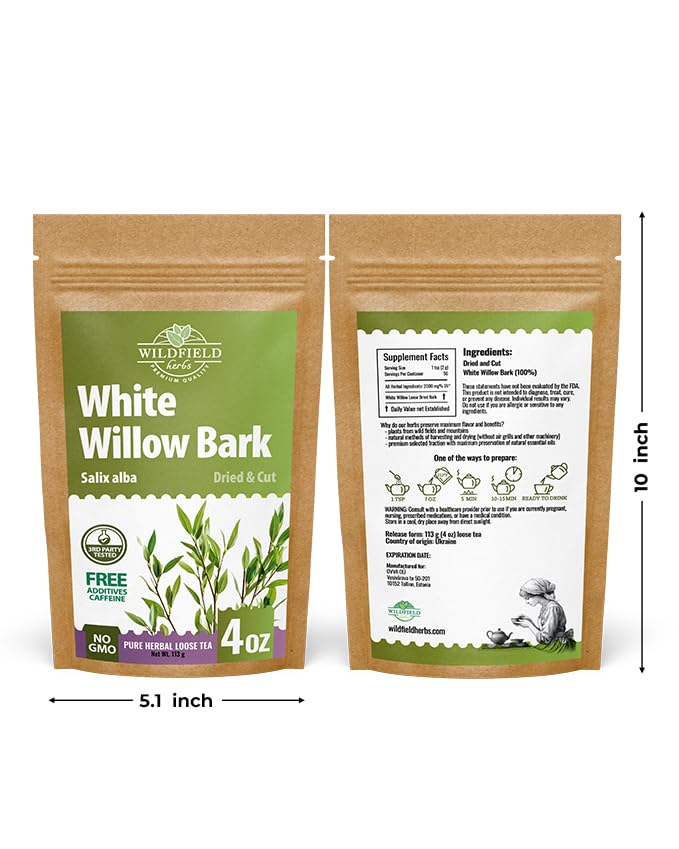 4 oz. White Willow Bark Tea Herbal (Salix Alba) - 113g White Willow Bark Herb Tea Corteza De Sauce
