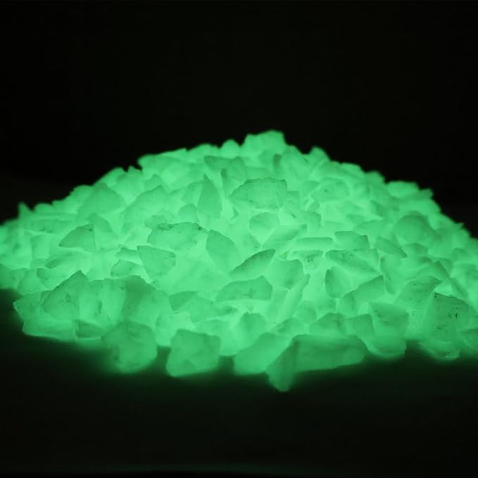 Glow in the Dark Gravel Stones,Aquarium Gravel,Aquarium Sand,Decorative Glow Gravel Rocks for Fairy Garden Fish Tank Succulents Pot Vase Filler Decor, 1 Pound (Yellow Green, 5-8mm)