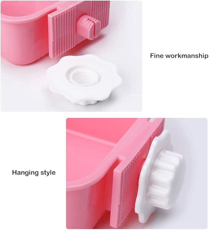 Crate Dog Bowl,Removable Stainless Steel Water Food Feeder Bowls Crate Coop Cup,Pet Cage Bowls with Bolt Holder for Cat, Puppy, Birds, Rats, Rabbits Small Animals ((Green+Pink) Square, Samll)
