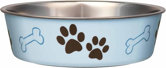 Loving Pets Bella Dog Bowls- Stainless Steel Dog & Cat Bowls - Spill Proof Dog Food Bowl, Cat Bowl, Puppy Essentials & Pet Supplies Great for Home & Travel (X-Large 65-100lbs, Murano Blue)
