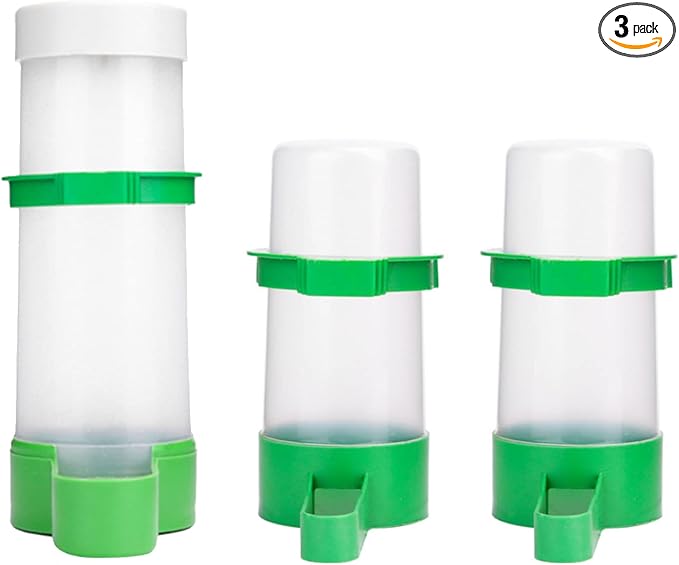 Bird Feeder, Bird Water Dispenser for Cage, 2PCS Automatic Bird Water Feeder with 1PCS Food Feeder for Cage Pet Parrot Budgie Lovebirds Cockatiel Automatic Bird Feeder (2pcs 60ml + 1pcs 150ml)