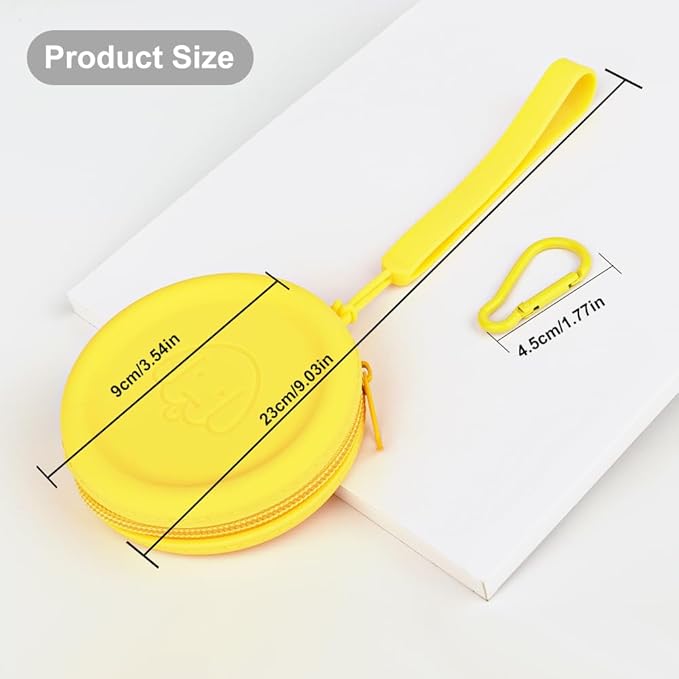 WALLFID Silicone Dog Treat Pouch Small Bag,with Pet Training Clicker,Walking Bag for Dog and Cat, Pocket Size, Easy to Clean, Odorless, Zipper Design,Moisture-Proof,Travel Walking Bag.(Yellow)