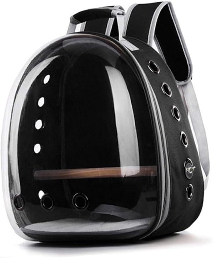 YARNOW Portable Parrot Backpack Breathable Outdoor Carry Bag with Wooden Bar for Travel and Adventure Durable Black Design for Birds