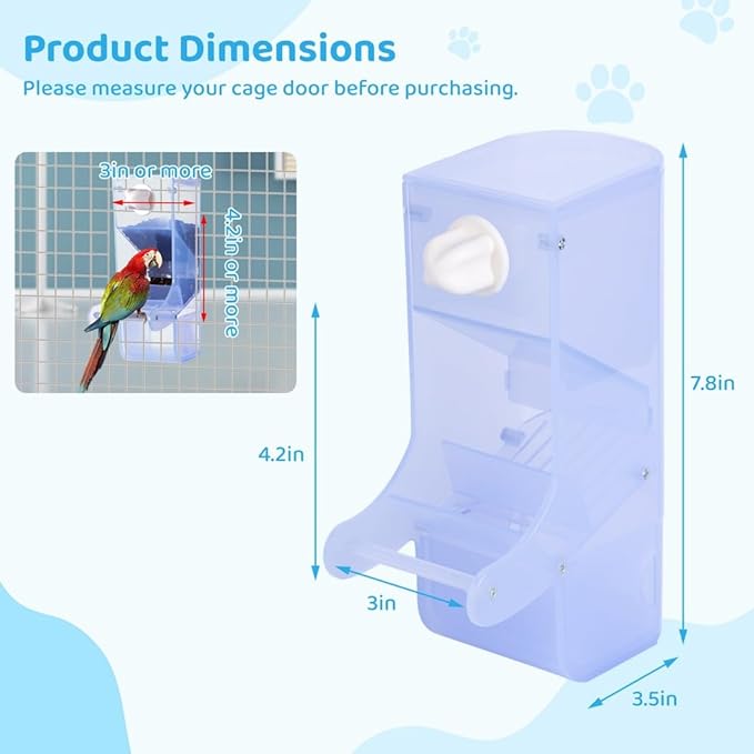 No Mess Bird Feeder for Cage, Bird Seed Dispenser, Bird Food Container for Cage，Automatic Feeder