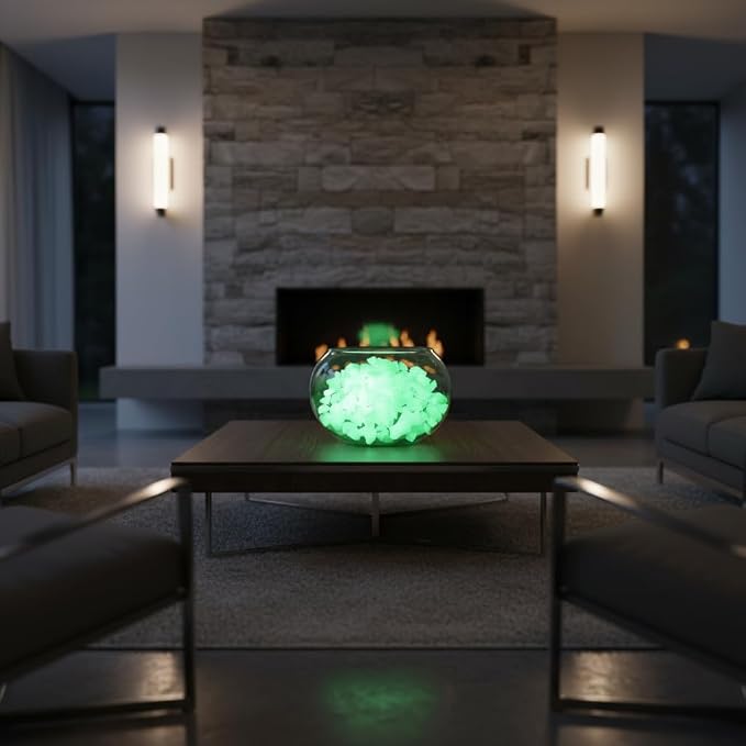 Shiny Stone Glow in Dark Aquarium Gravel Sand, Yellow Green, 8-15mm | Neon, 305g/0.67lbs, For Fish Tank and Fairy Garden, Decorative Rocks, Home Decor