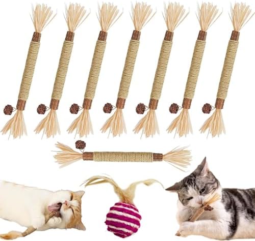 Natural Silvervine Dental Sticks, Silvervine Sticks for Cats, Natural Silvervines Stick Cat Chew Toy, Promote Dental Health, Engage & Entertain (8PCS)