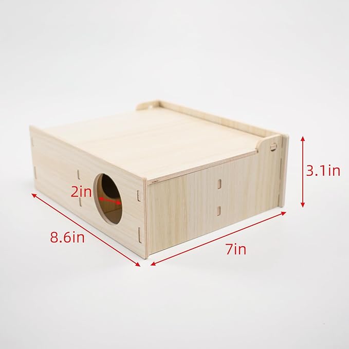 Multi-Chamber Wooden Hamster Hideout & Tunnel - Durable, Ventilated Natural Wood Cage Accessories for Dwarf, Syrian Hamsters and Small Pets
