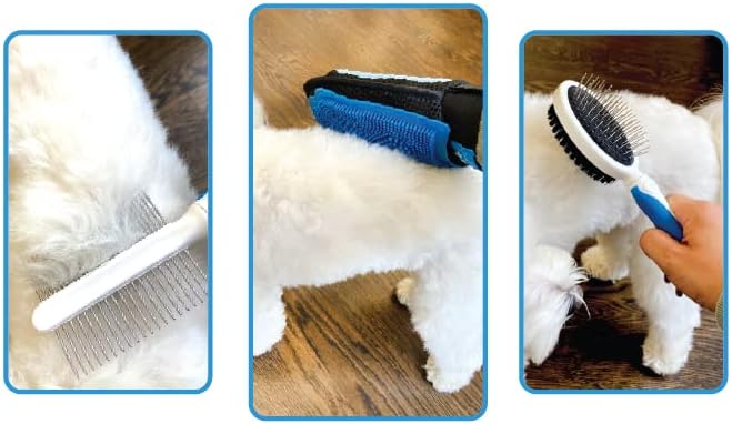Animal Planet Pet Daily Grooming Kit (3 Pack) Reversible Grooming Glove, Double Sided Comb, Double Sided Brush. for Dogs & Cats, Good for All Breeds & All Types of Coats
