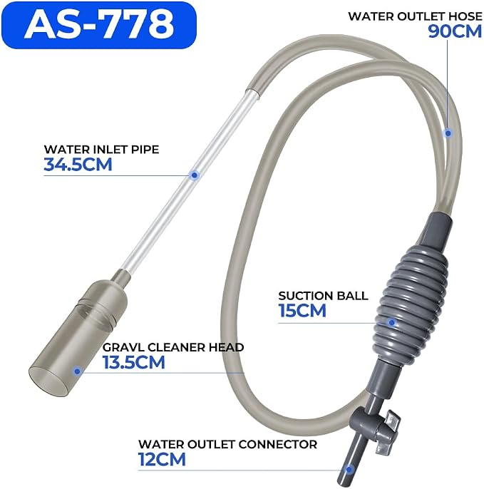 Aquarium Siphon Gravel Vacuum Water Change Sand Debris Fish Tank Tool (AS-778-1.7M)