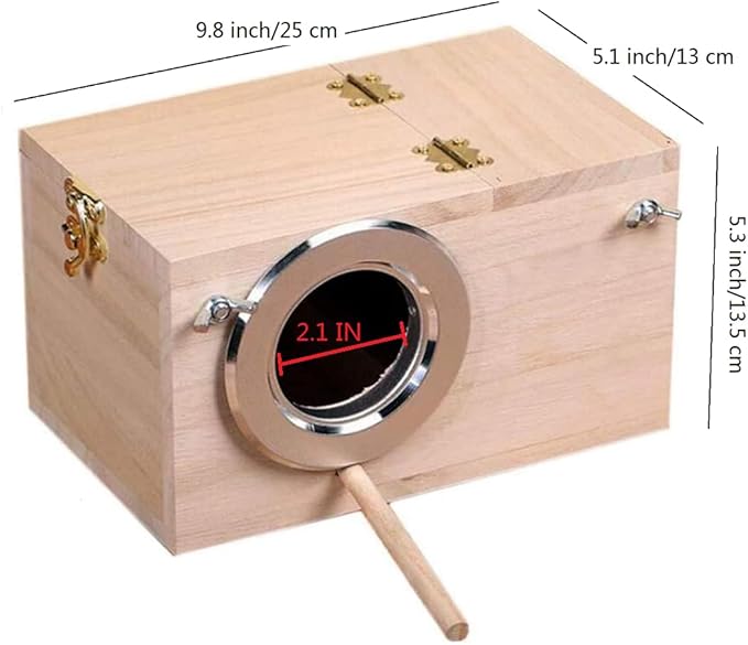 Bird Nest Breeding Box Cage Wood House for Finch Lovebirds Cockatiel Budgie Conure Parrot (M-9.8 X 5.1 X 5.3IN)