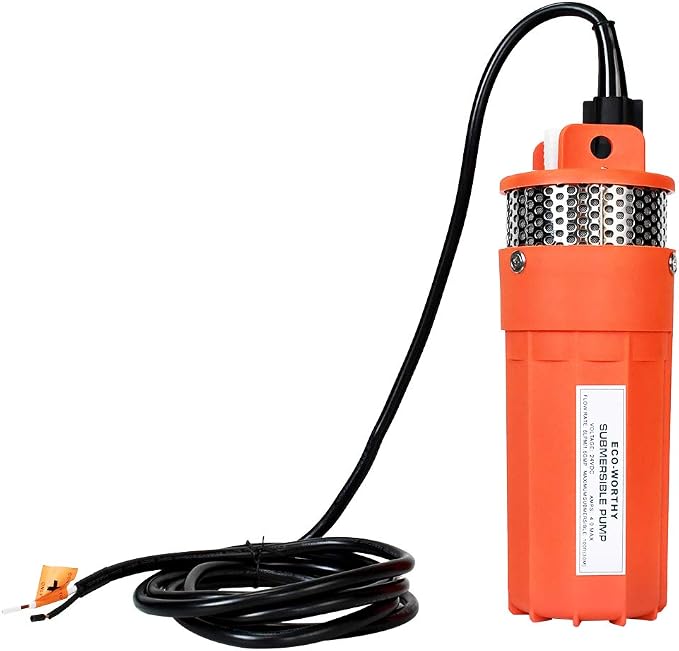 ECO-WORTHY 24V Submersible Deep Well Water Pump with 10ft Cable 1.6GPM 4'' 5A, Max Lift 230ft/70m, DC Pump/Alternative Energy Solar Battery Farm & Ranch Submersible Deep Well Pump