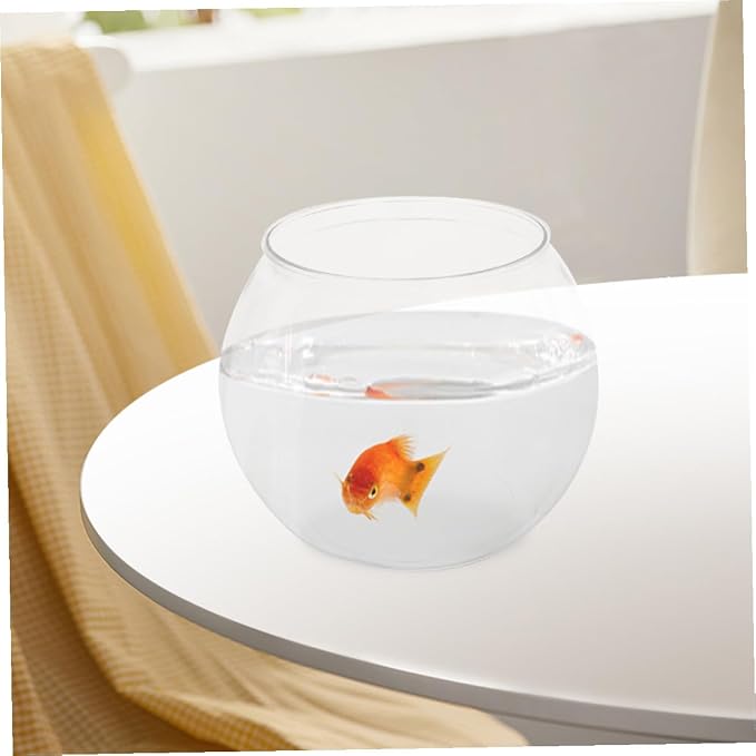 Generic Clear Plastic Fish Bowl Round Fish Tank Globe for Goldfish Tabletop Tank Decor 5.90 X 5.90 X 5.11 in Desktop Aquarium for Home Office Party Display