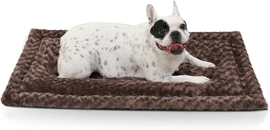 Washable Dog Bed Mat Ultra Soft Dog Crate Pad Comfy Fluffy Pet Kennel Beds Sleeping Mattress for Large Jumbo Medium Small Dogs, 36 x 23 Inch, Brown